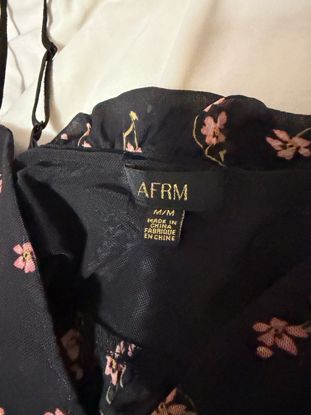 AFRM Gisela Tiered Floral Cami Top - Black/Pink Women’s Medium - Picture 4 of 6
